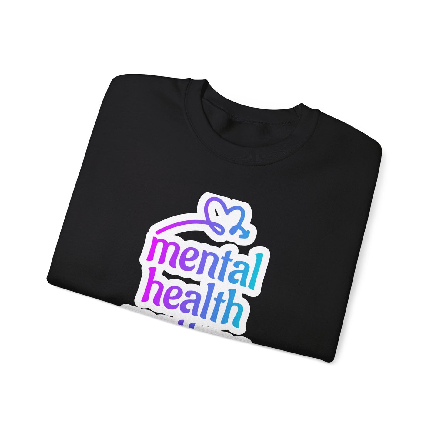 Unisex Heavy Blend™ Crewneck Sweatshirt Adult/Teen Activewear Mental Health Matters Colors Purple Teal-Blue White with Purple Teal-Blue Heart