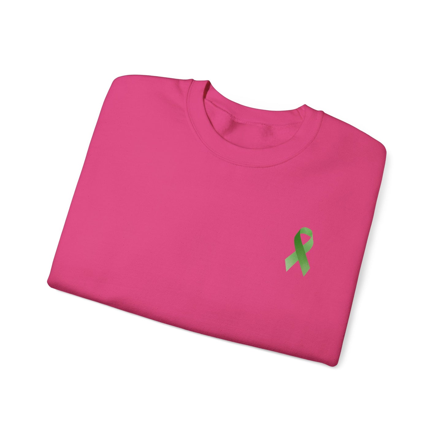 Unisex Heavy Blend™ Crewneck Sweatshirt Adult/Teen Activewear Mental Health Awareness Ribbon on Front Asking for Help Is OK on Right Sleeve