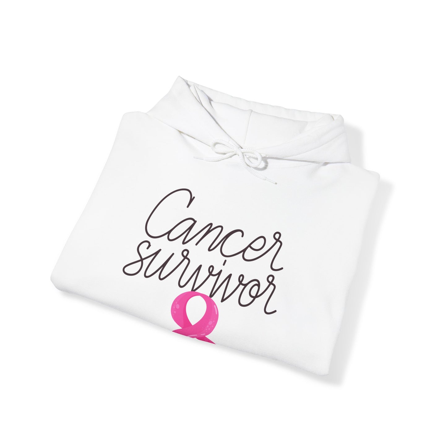 Unisex Heavy Blend™ Hooded Sweatshirt Adult/Teen Activewear Cancer Survivor with a Pink Ribbon on Front