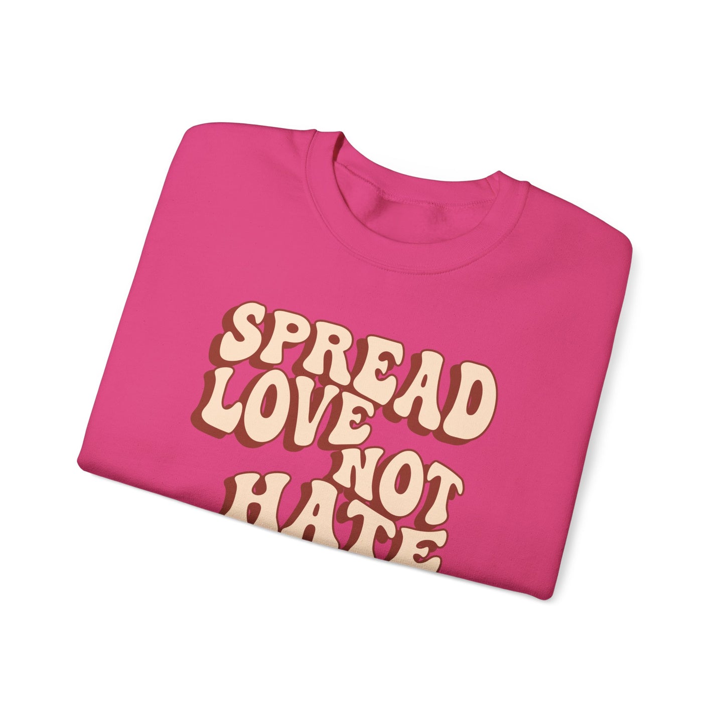 Unisex Heavy Blend™ Crewneck Sweatshirt Adult/Teen Activewear Spread Love Not Hate Colors Tan And Light Brown