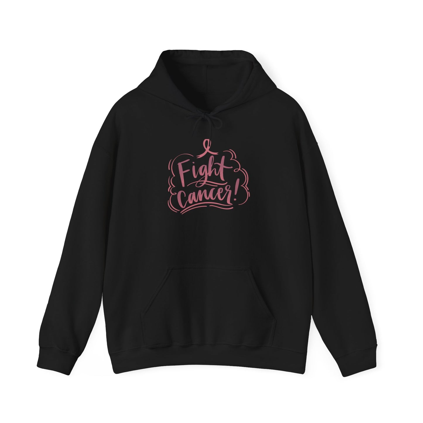 Unisex Heavy Blend™ Hooded Sweatshirt Adult/Teen Activewear fight Cancer Awareness in Pink Writing with Pink Ribbon