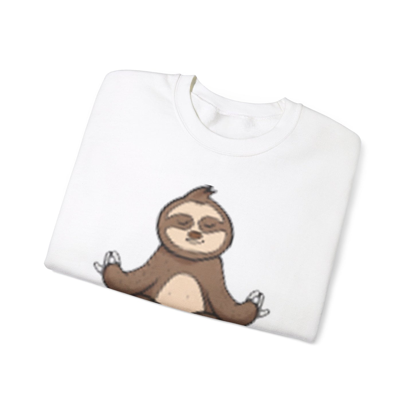 Unisex Heavy Blend™ Crewneck Sweatshirt Adult/TEEN YOGA WITH A SLOTH IN TAN AND TEAL-BLUE WRITING ON FRONT