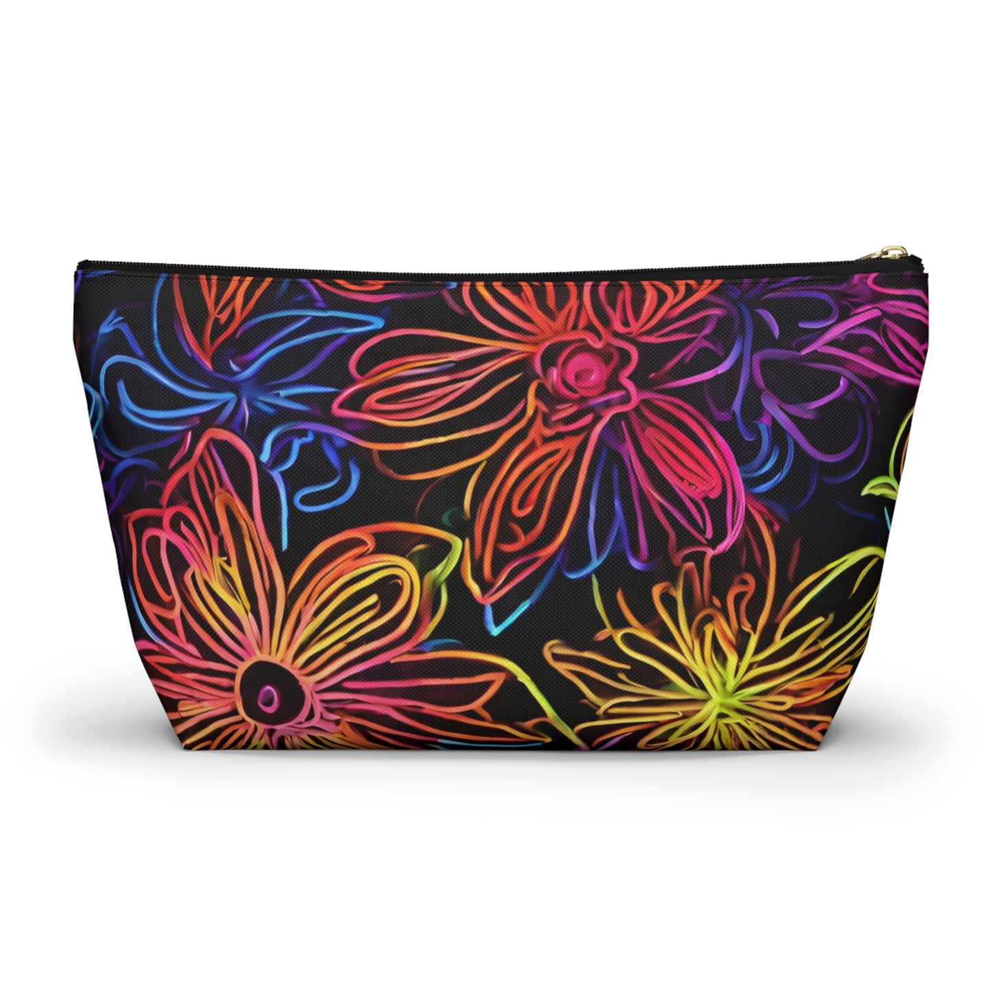 Accessory Pouch w T-bottom Adult/Teens Unisex Bright Pink Yellow Blue Purple Flower Pattern Customizable tiffany.trillo@icloud.com