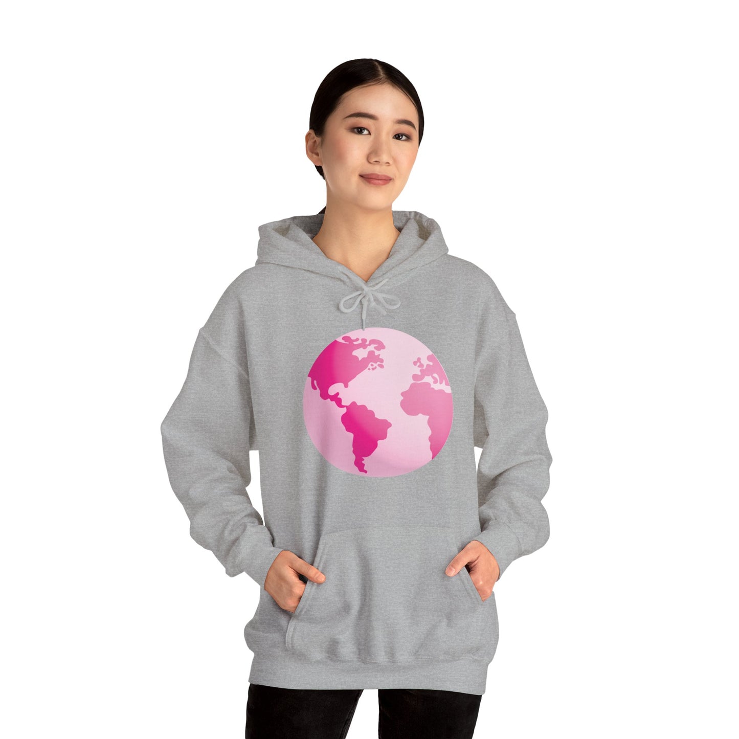 Unisex Heavy Blend™ Hooded Sweatshirt Adult/Teen Activewear on Front Pink World for Fighting Cancer and on Back Fight Cancer in Pink Writing