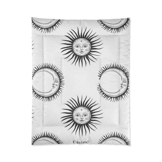 Comforter Accessories Decor Adult/Teen/Kids Bedroom Blanket Various Sizes Black and White Suns and Moons