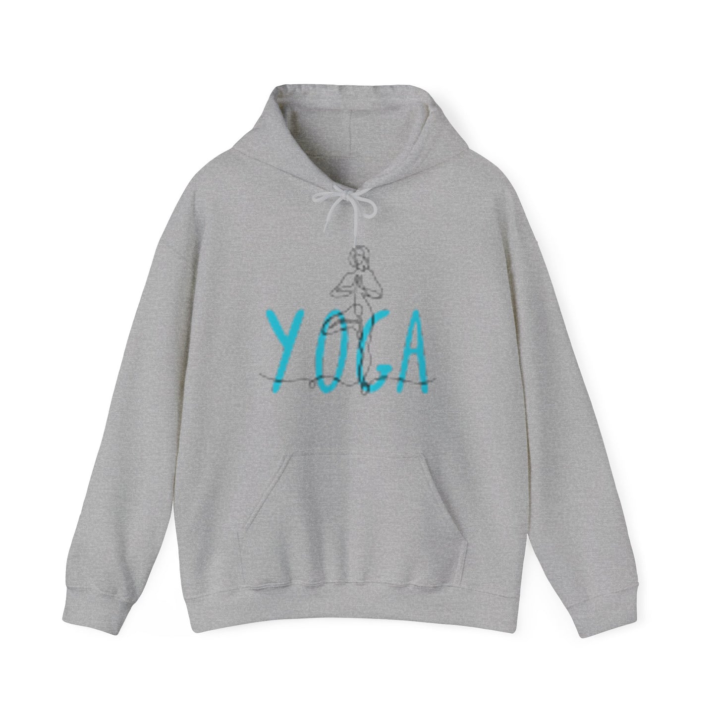 Unisex Heavy Blend™ Hooded Sweatshirt ADULT/TEEN YOGA IN TEAL-BLUE WRITNG