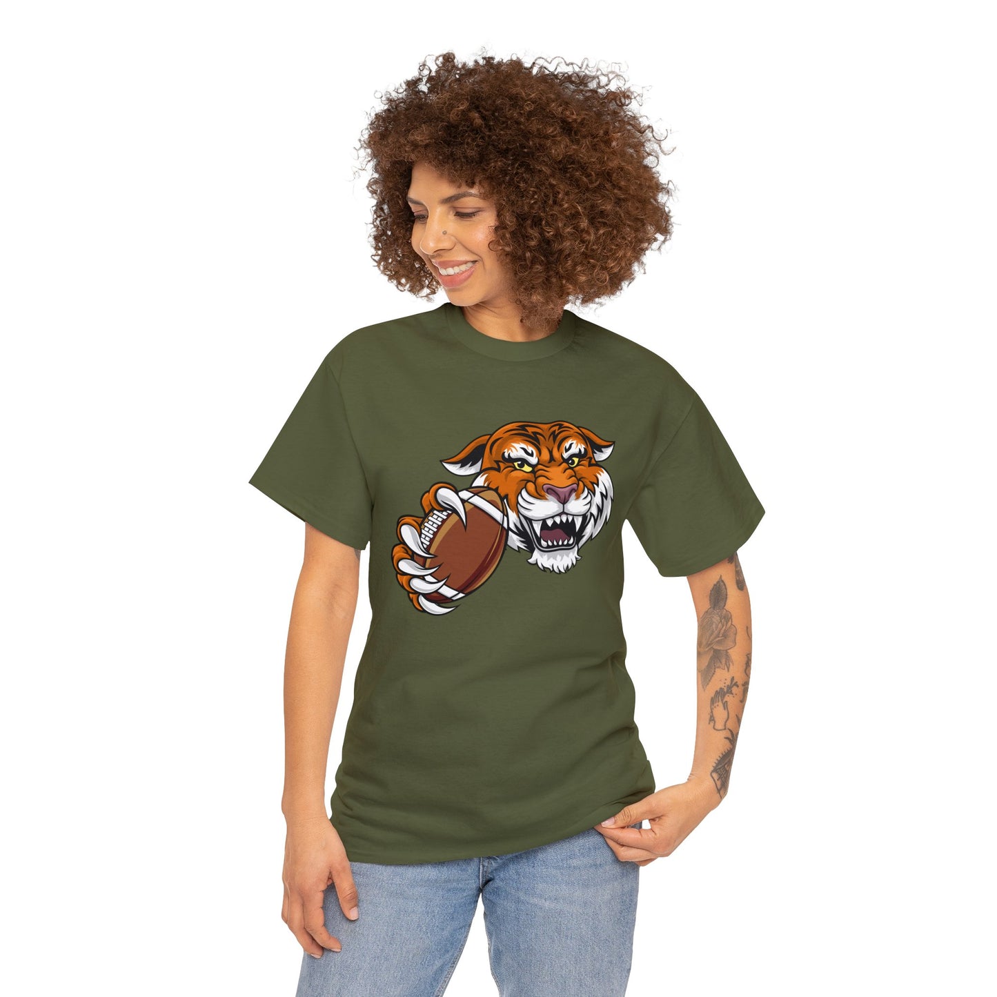 Unisex Heavy Cotton Tee Adult/Teen Activewear Tiger's Football Tea Generic Team Shirt Comes In Many Colors