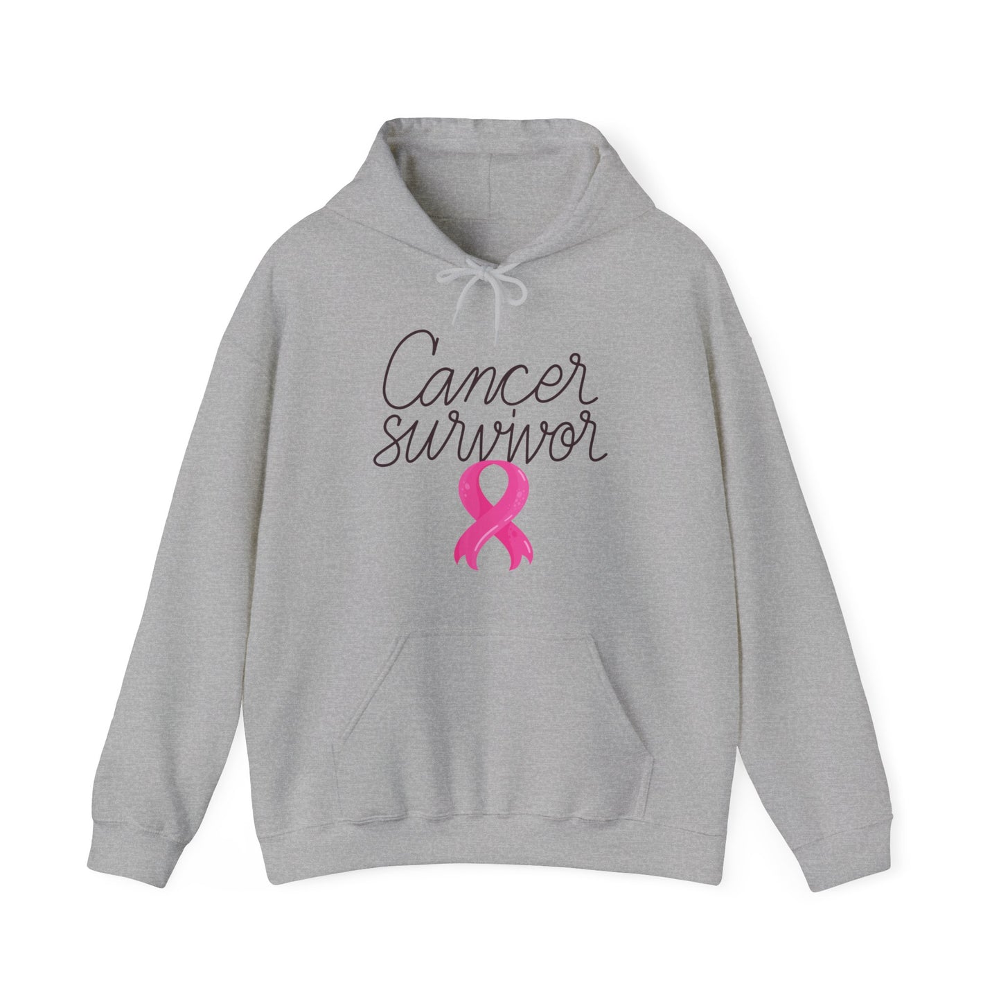 Unisex Heavy Blend™ Hooded Sweatshirt Adult/Teen Activewear Cancer Survivor with a Pink Ribbon on Front