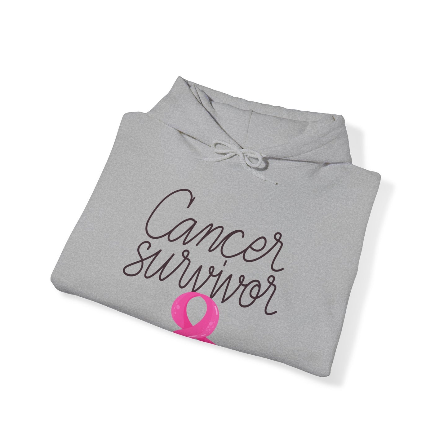 Unisex Heavy Blend™ Hooded Sweatshirt Adult/Teen Activewear Cancer Survivor with a Pink Ribbon on Front