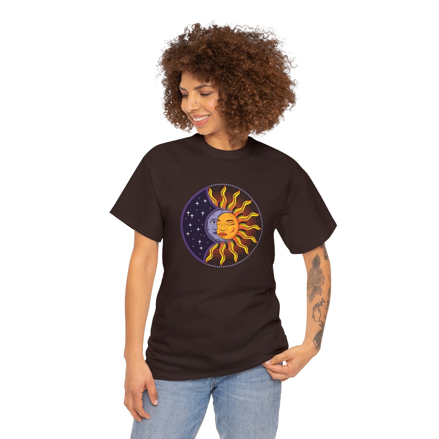 Unisex Heavy Cotton Tee Adult/Teen Activewear Sun and Moon Shirt Comes In Many Colors