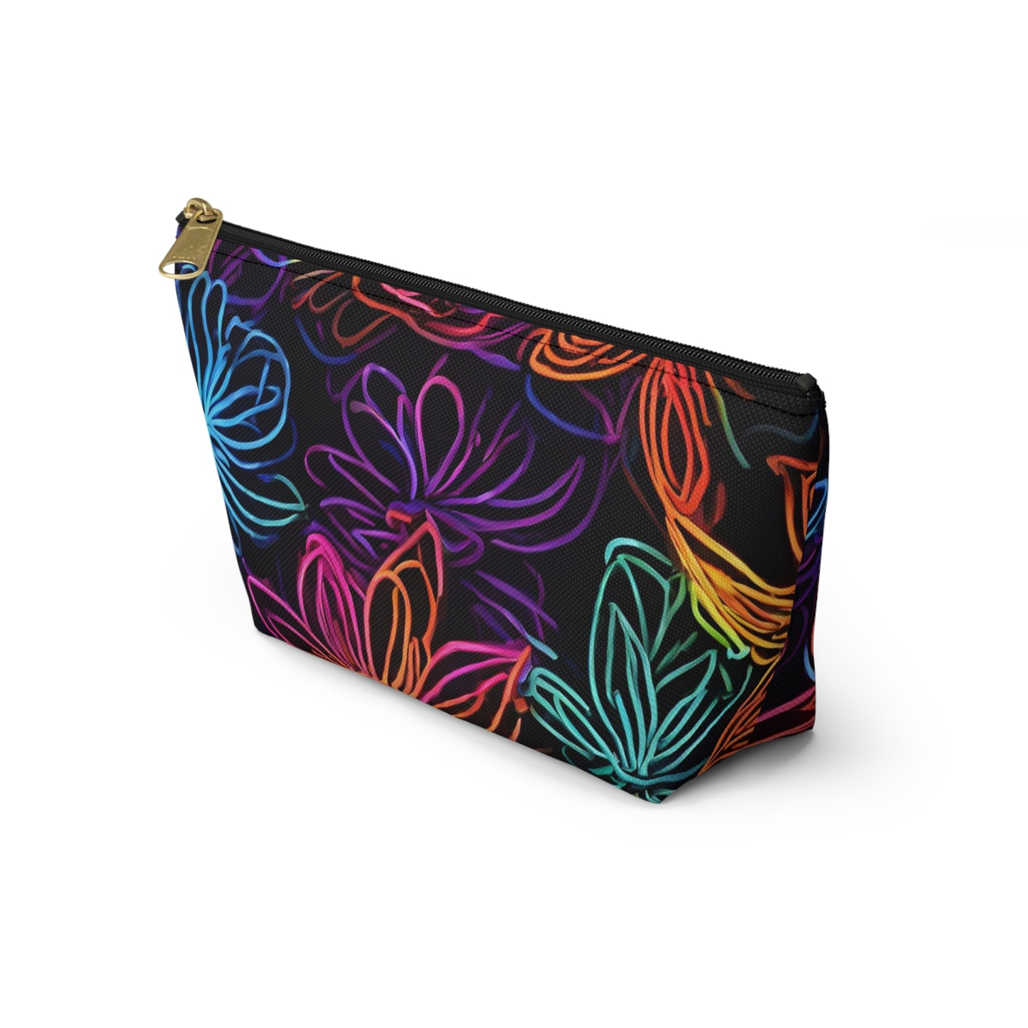 Accessory Pouch w T-bottom Adult/Teens Unisex Bright Pink Yellow Blue Purple Flower Pattern Customizable tiffany.trillo@icloud.com