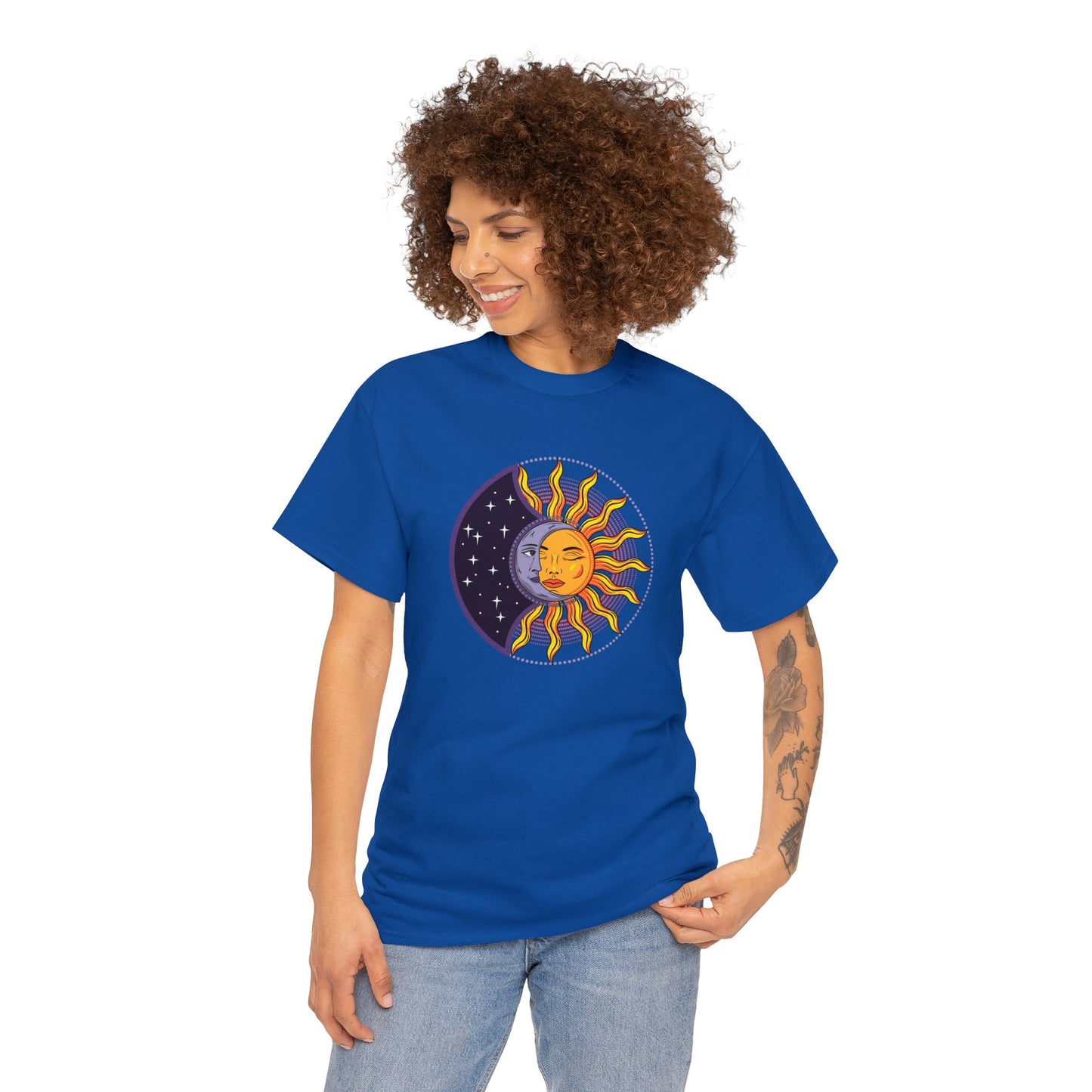 Unisex Heavy Cotton Tee Adult/Teen Activewear Sun and Moon Shirt Comes In Many Colors