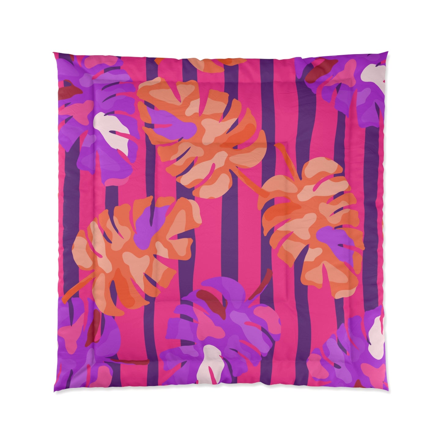 Comforter ACCESSORIES ADULT/TEEN/CHILDREN UNISEX PURPLE HOT PINK STRIPES AND LEAVES DESIGN CUSTOMIZABLE tiffany.trillo@icloud.com