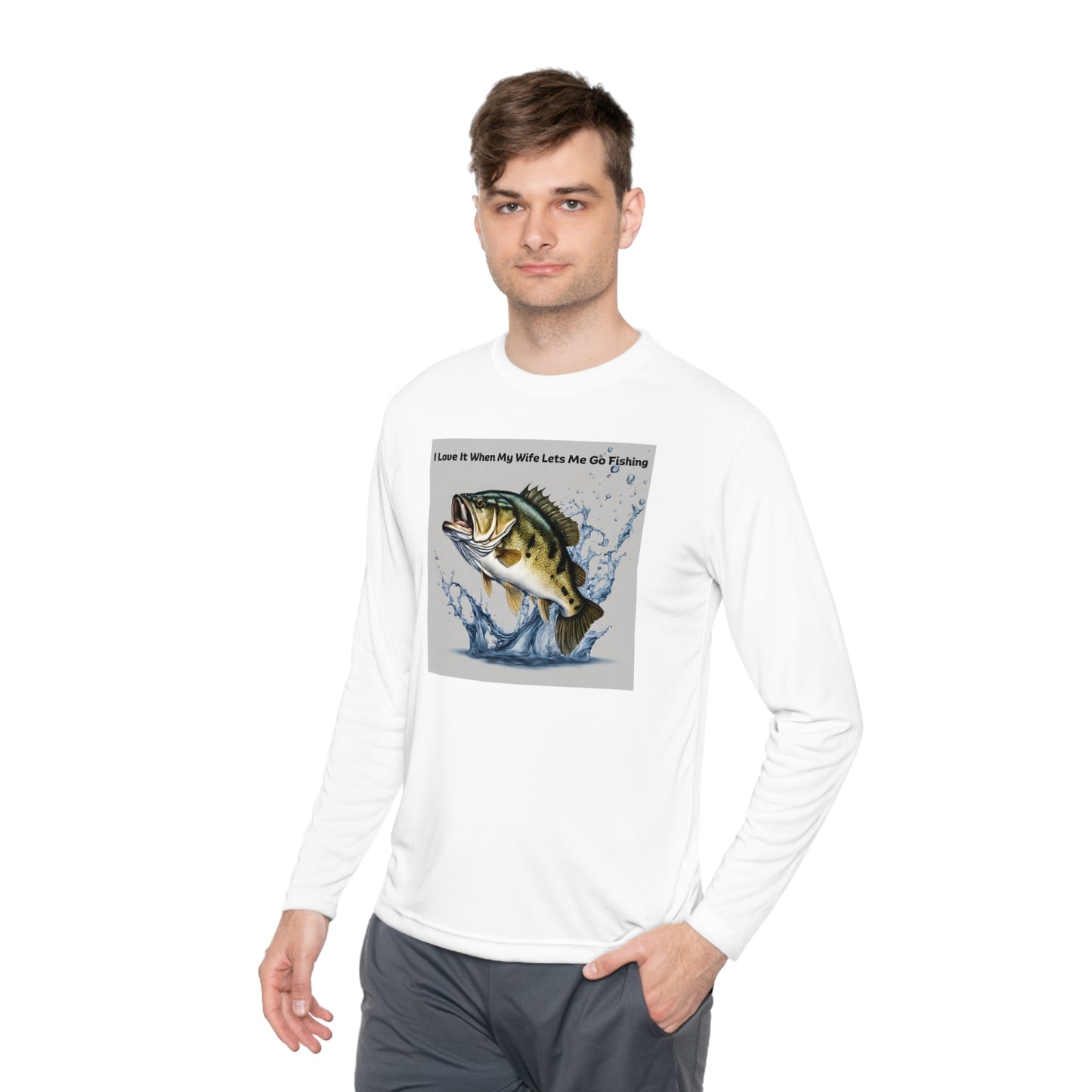 Unisex Lightweight Long Sleeve Tee Adult Activewear I Love It When My Wife Lets Me Go Fishing