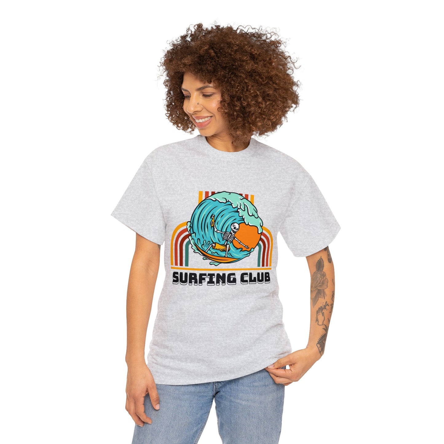 Unisex Heavy Cotton Tee adult/Teen Surfing Club Shirt Comes In Many Colors