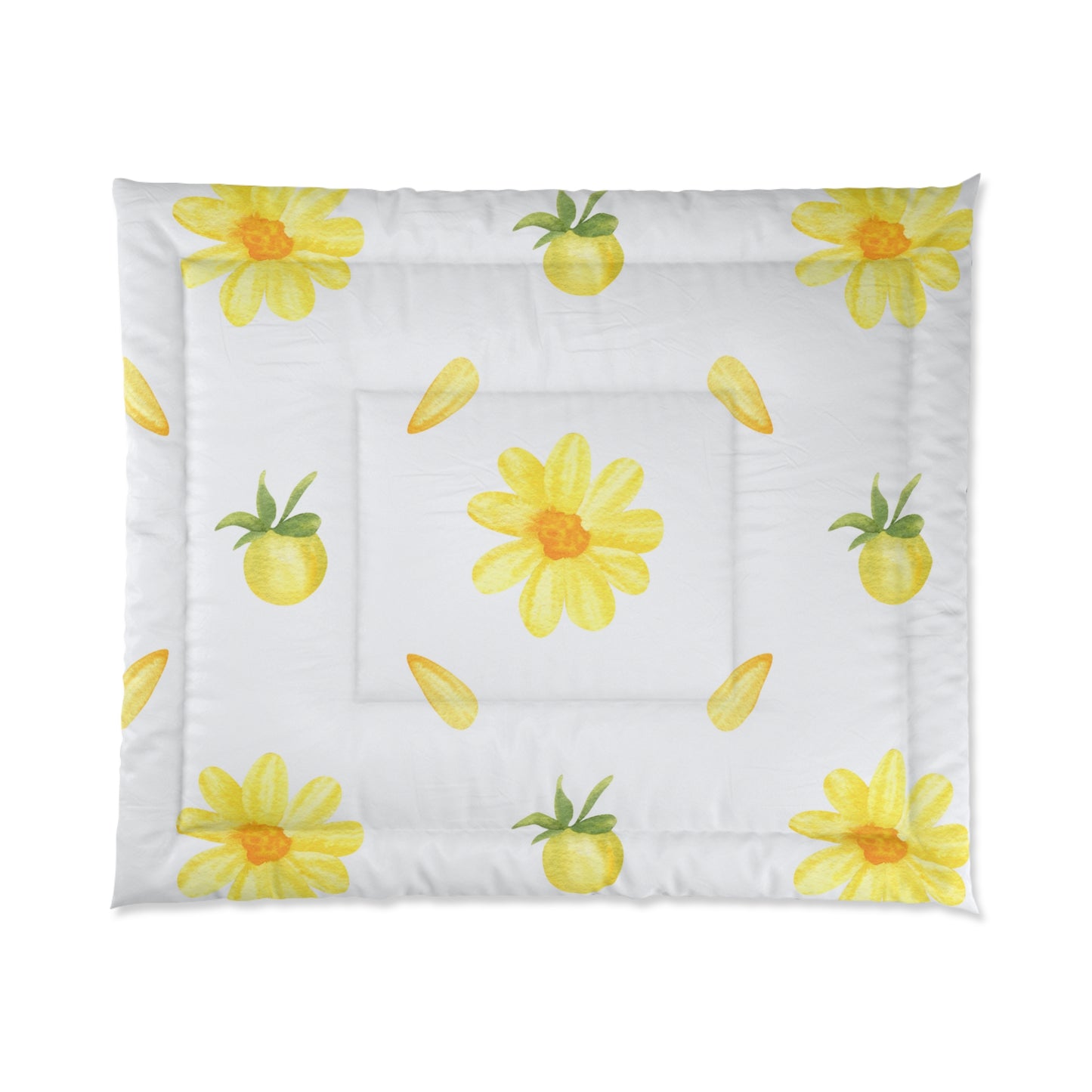 Comforter Adult/Teen/Kids Accessories Decor Great For Kid's Bedroom Thick Soft Yellow and White Flowers