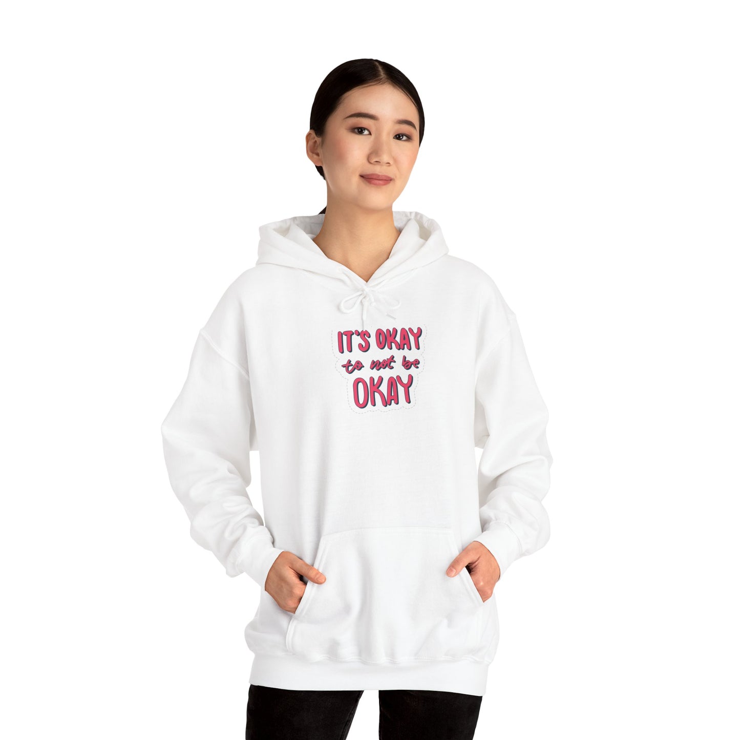 Unisex Heavy Blend™ Hooded  Adult/Teen Activewear Its OK to Be Not OK Colors Red Black Bubble Letters