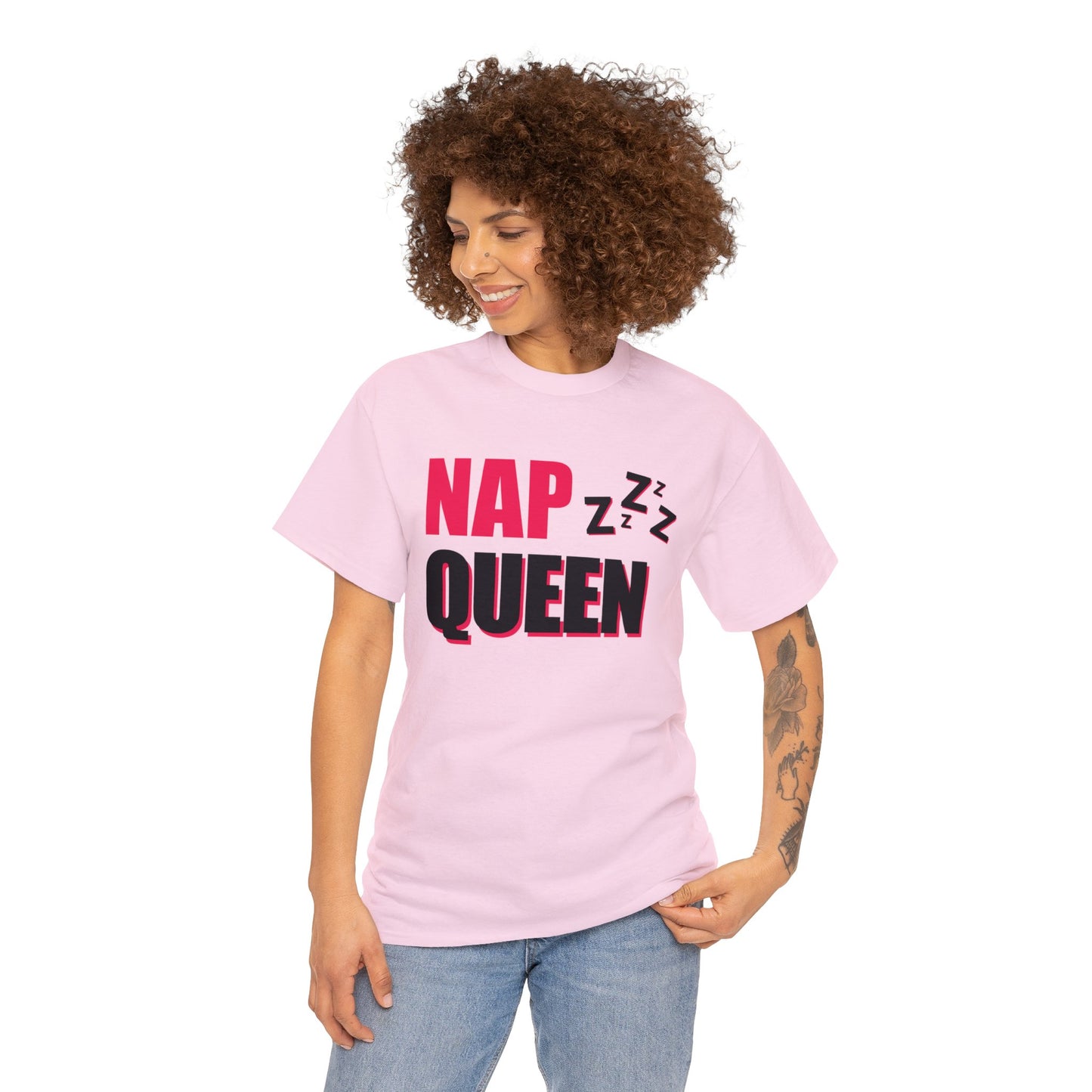 Unisex Heavy Cotton Tee Adult/Teen Activewear Nap Queen In Black Writing  Customizable Call 603-377-1833