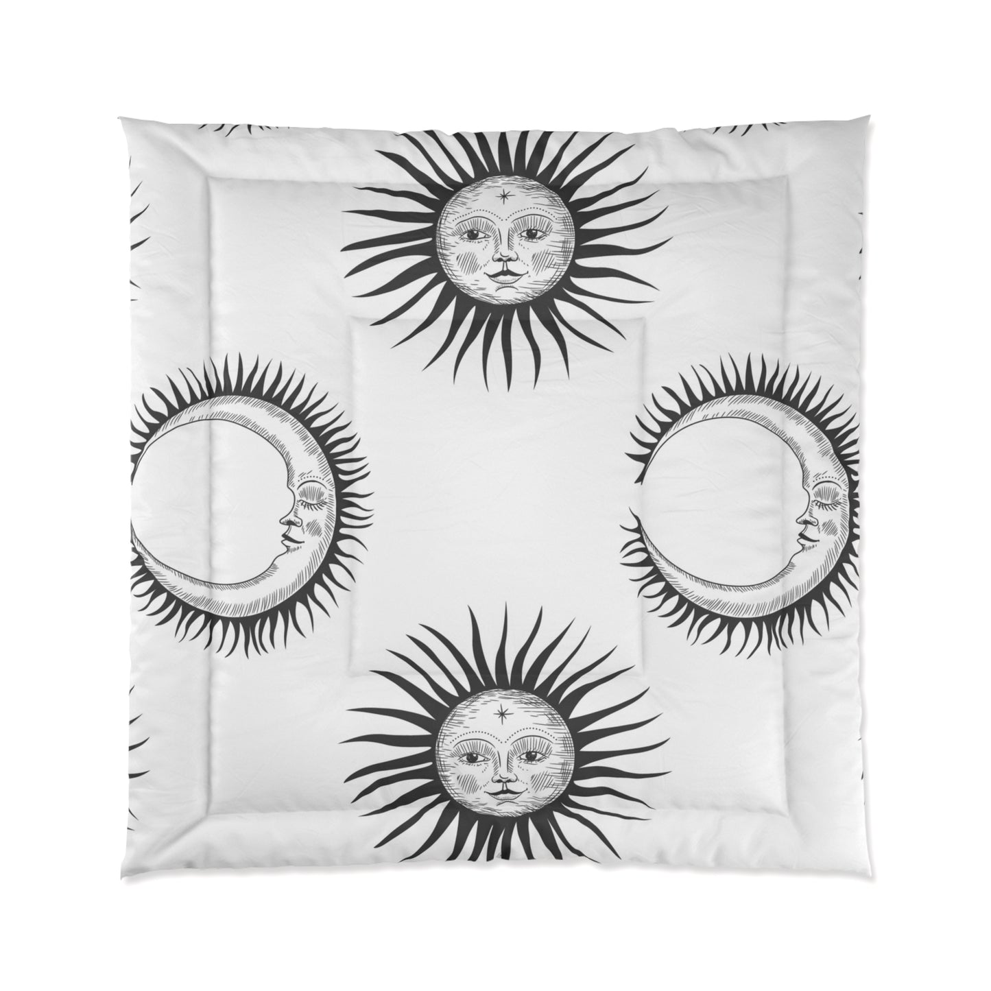 Comforter Accessories Decor Adult/Teen/Kids Bedroom Blanket Various Sizes Black and White Suns and Moons