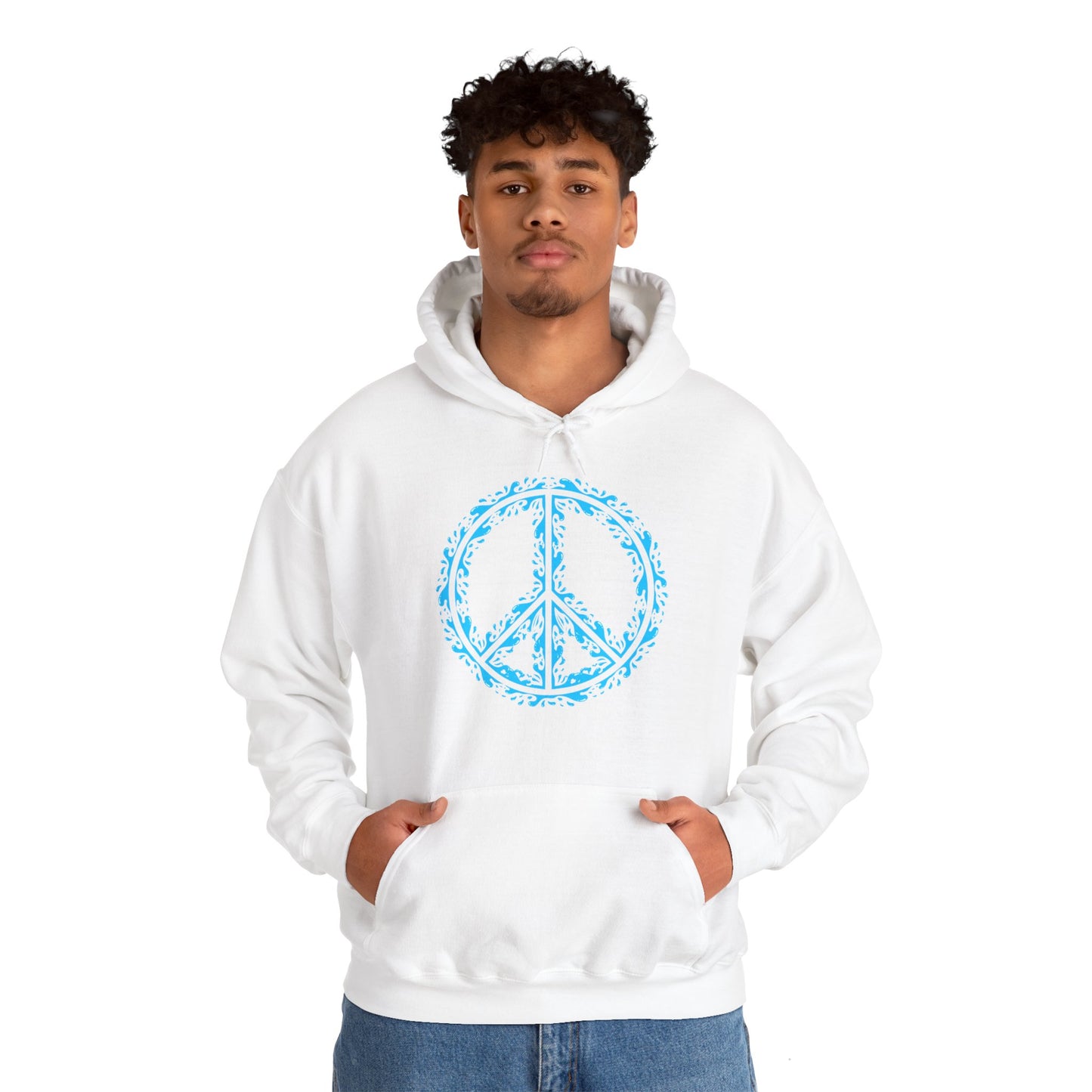 Unisex Heavy Blend™ Hooded Sweatshirt Adult/Teen Blue Peace Sign