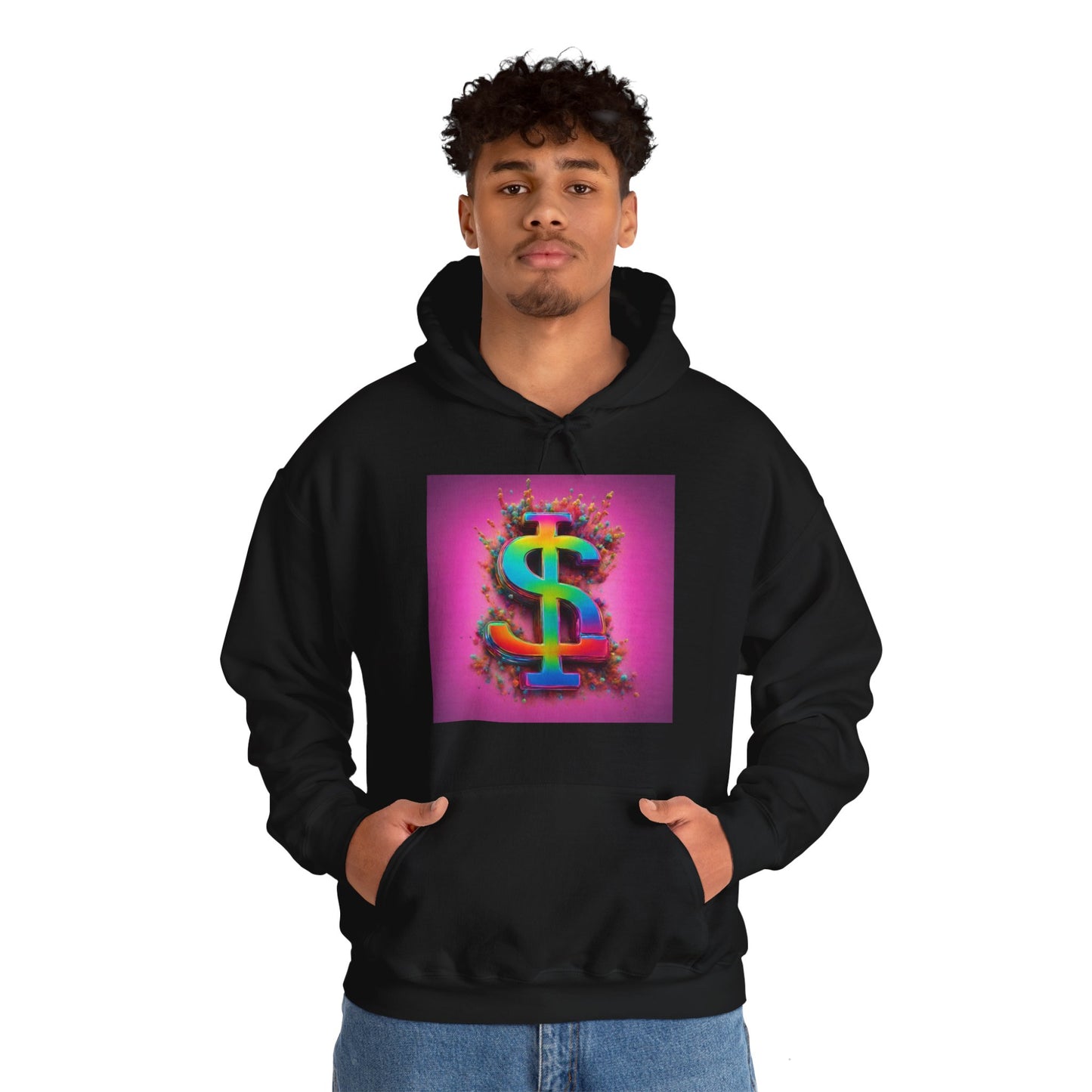 Unisex Heavy Blend™ Hooded Sweatshirt Adult/Teen Activewear Dollar Sign Hot Pink Background