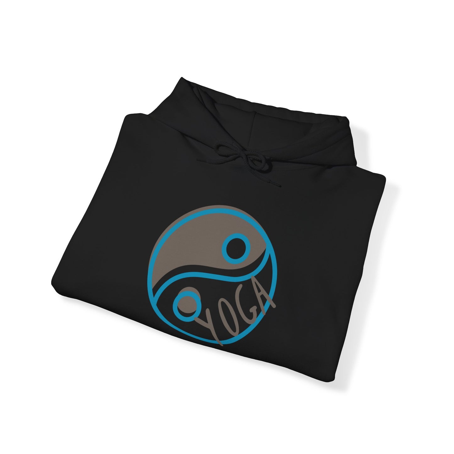 Unisex Heavy Blend™ Hooded Sweatshirt ADULT/TEEN ACTIVEWEAR YOGA IN TEAL & LIGHT BROWN YING-YANG