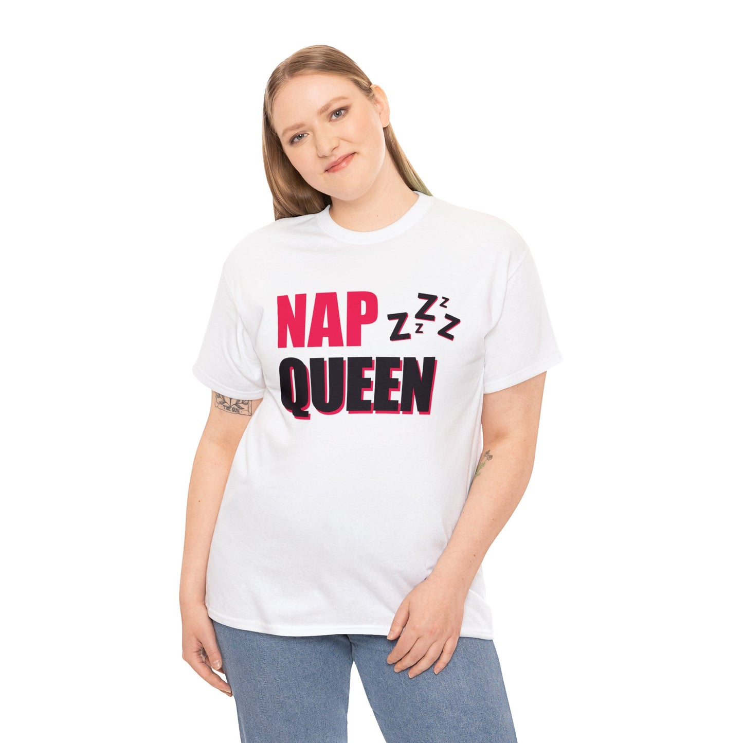 Unisex Heavy Cotton Tee Adult/Teen Activewear Nap Queen In Black Writing  Customizable Call 603-377-1833