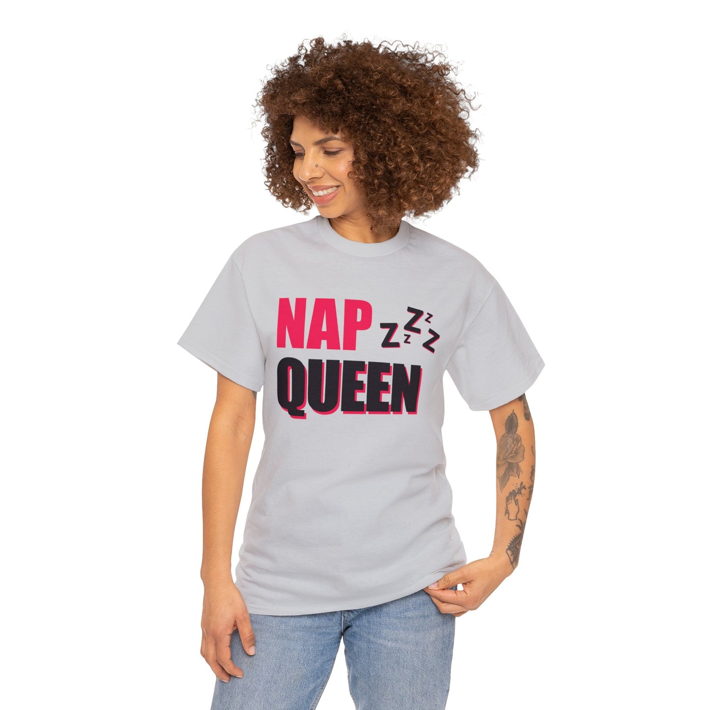 Unisex Heavy Cotton Tee Adult/Teen Activewear Nap Queen In Black Writing  Customizable Call 603-377-1833