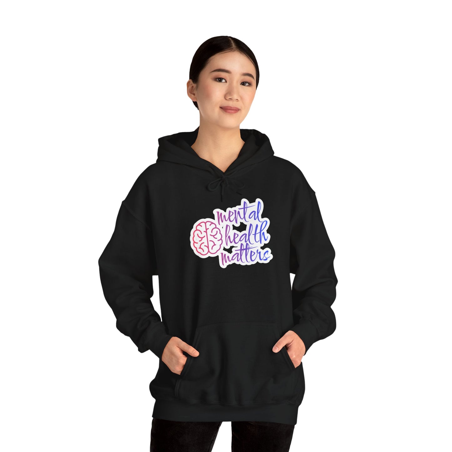 Unisex Heavy Blend™ Hooded Sweatshirt Adult/Teen Activewear Mental Health Matters Awareness Purple and Pink Writing