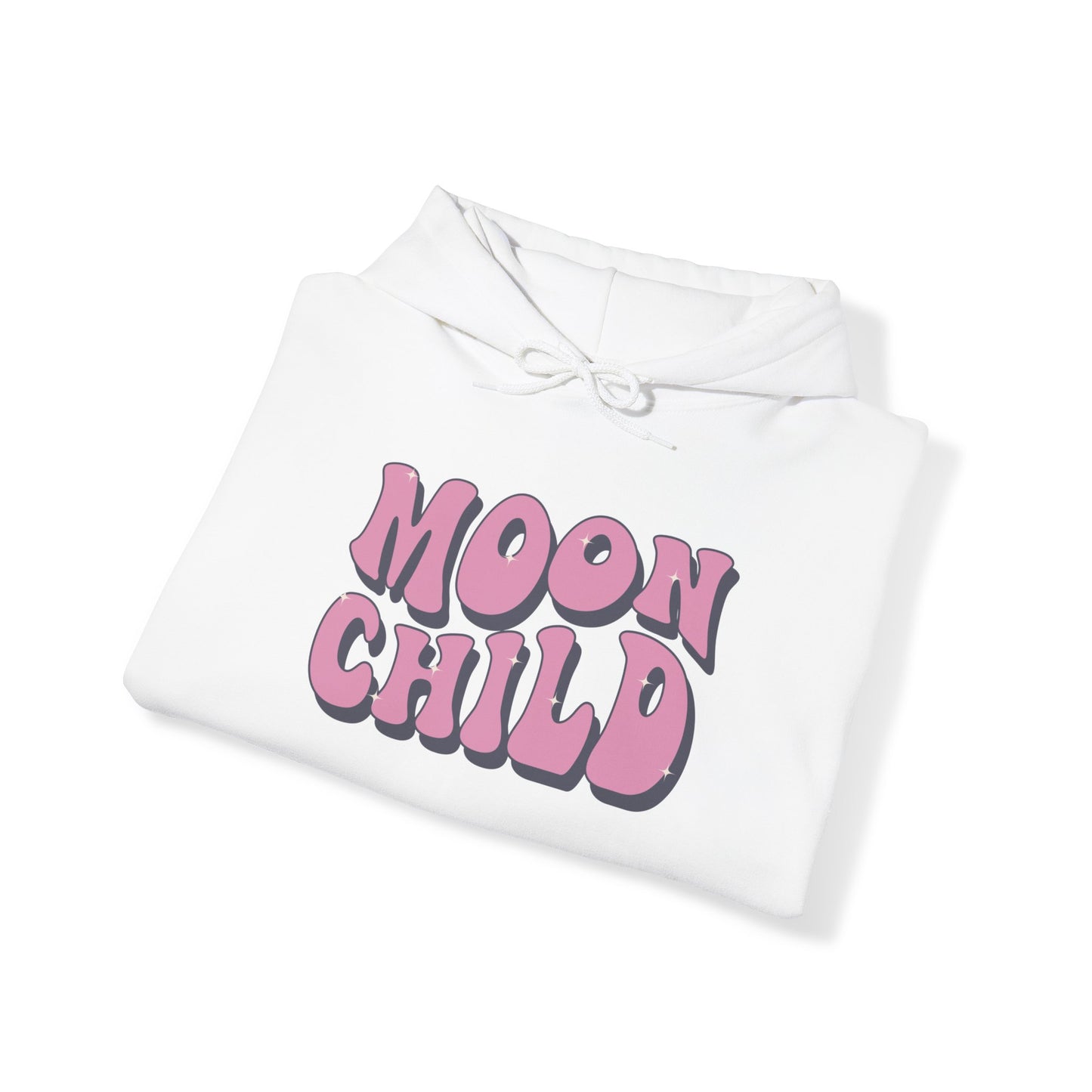 Unisex Heavy Blend™ Hooded Sweatshirt Adult/Teen Activewear Moon Child in Pink Writing Positive Vibes