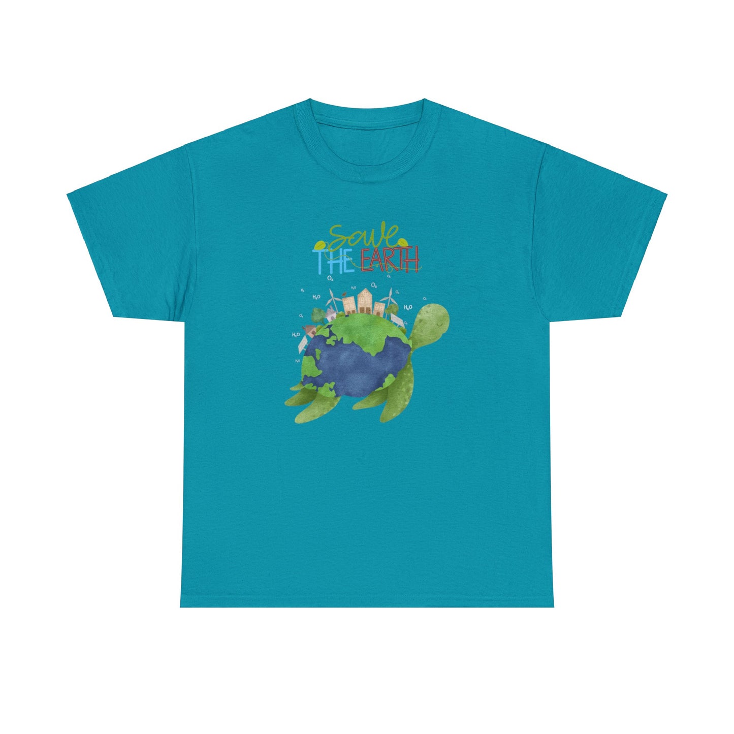 Unisex Heavy Cotton Tee Adult/Teen Activewear Shirt Comes In Many Colors Save The Earth With A Sea Turtle