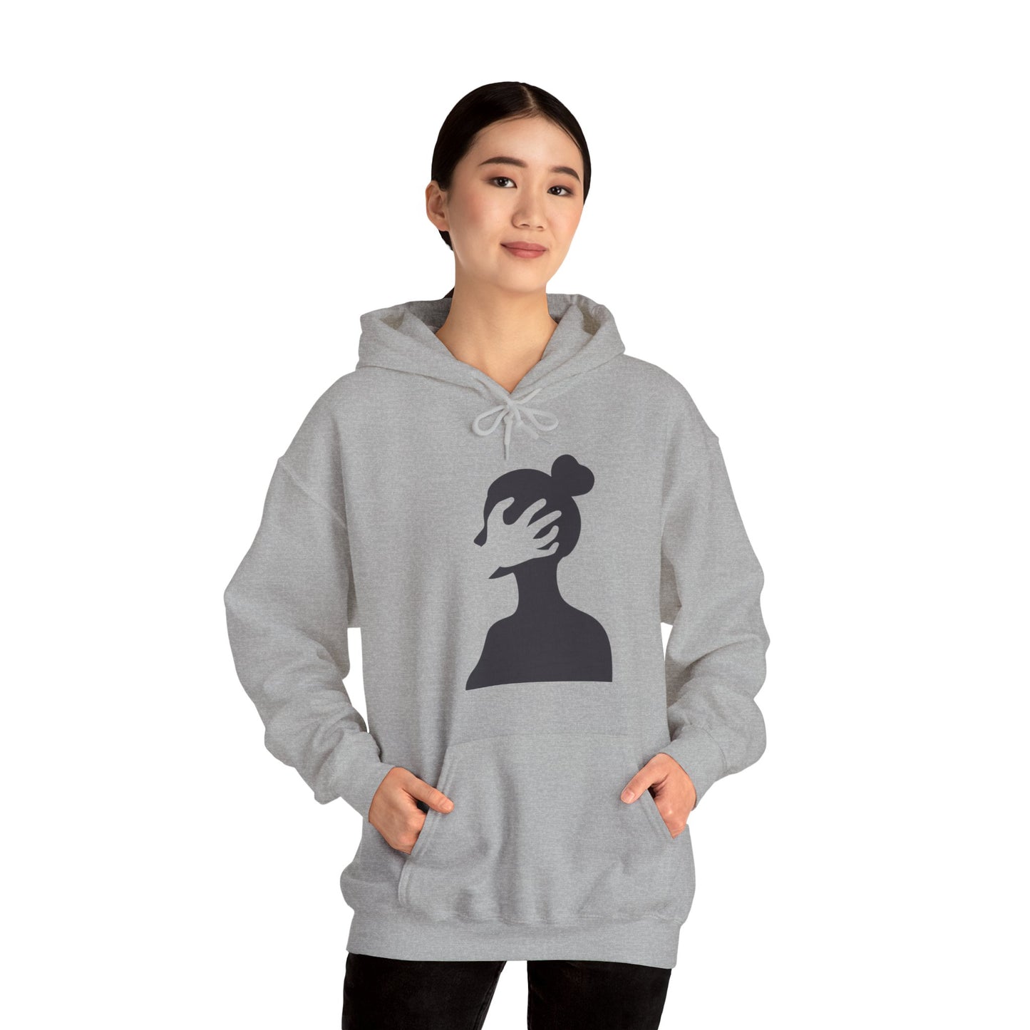 Unisex Heavy Blend™ Hooded Sweatshirt Adult/Teen Activewear Stop The Violence Against Women Black Silhouette of Woman