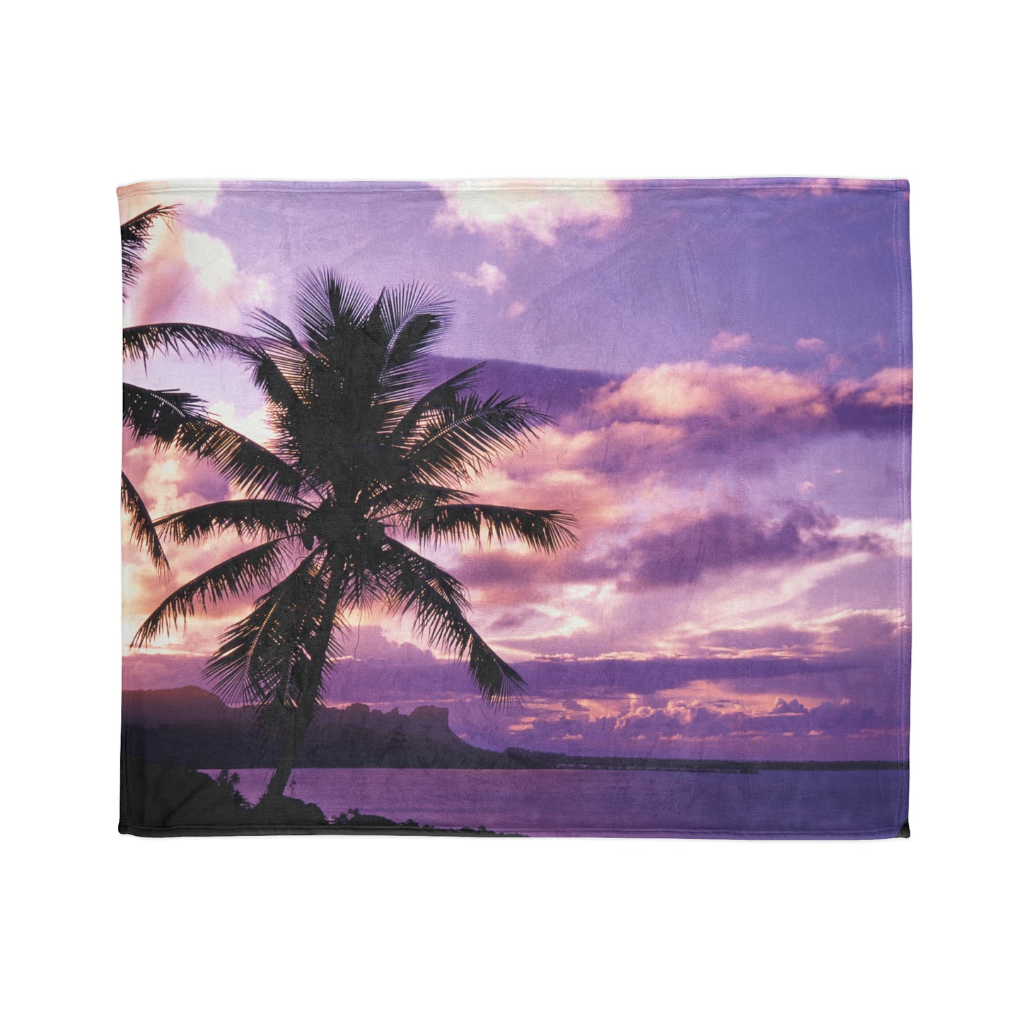 Soft Polyester Blanket Adult/Teen/Children Accessories Beautiful Purple Sunset With Palm Trees