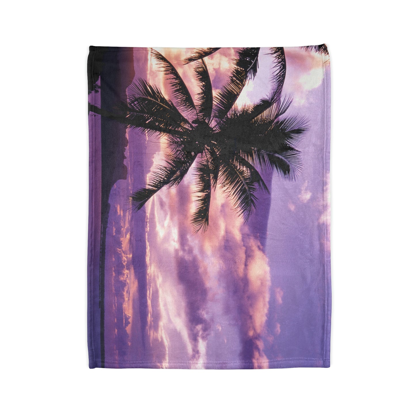 Soft Polyester Blanket Adult/Teen/Children Accessories Beautiful Purple Sunset With Palm Trees