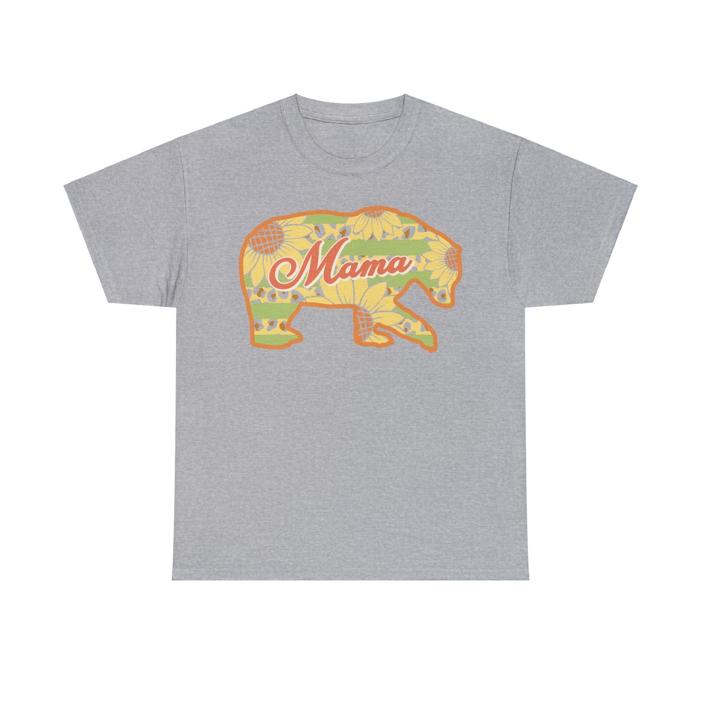 Unisex Heavy Cotton Tee Activewear Adult Mama Bear Many Colors Available Light Yellow Coral Design