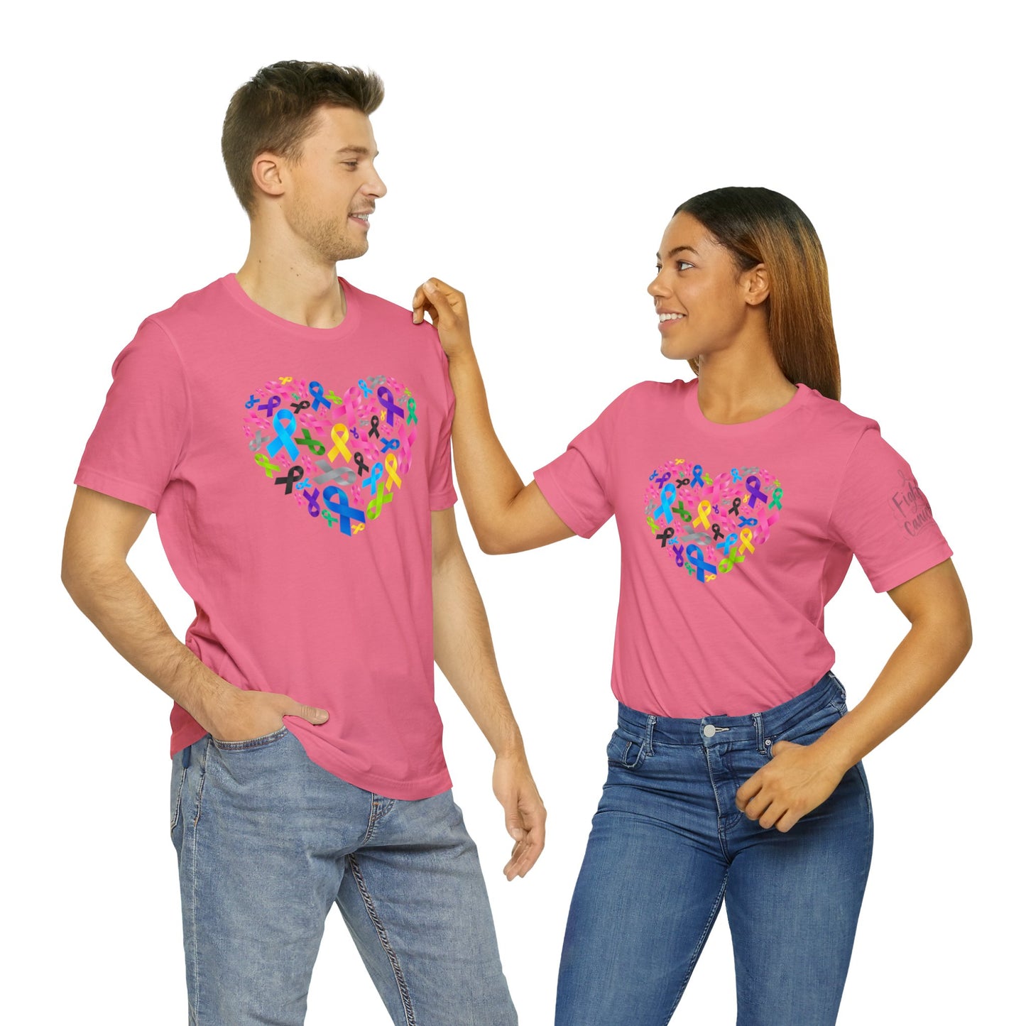 Unisex Jersey Short Sleeve Tee Adult/Teen Activewear Blue Ribbon for Child Abuse Yellow Ribbon for Child Cancer Purple Ribbon for Domestic Violence and Pink for Breast Cancer Awareness