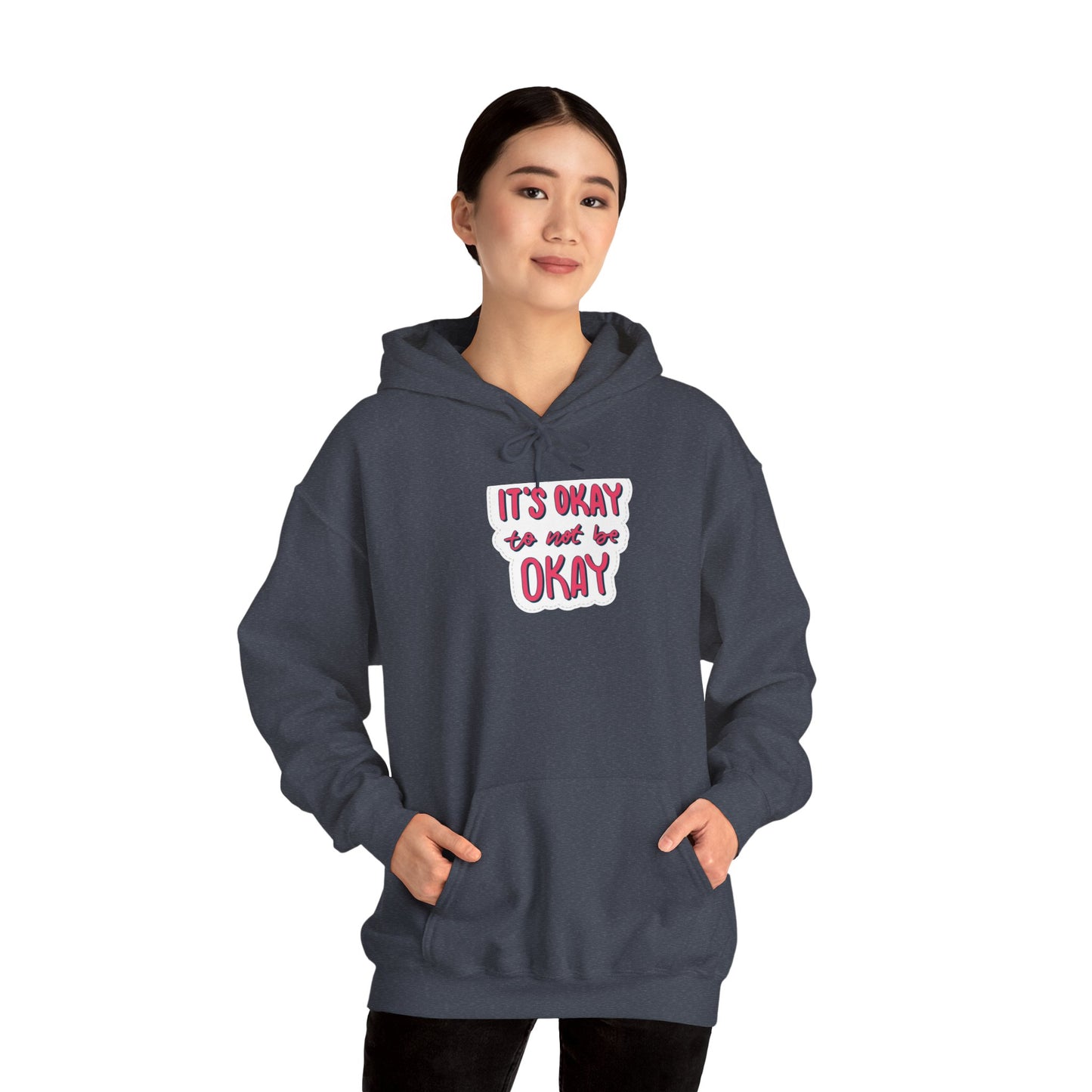 Unisex Heavy Blend™ Hooded  Adult/Teen Activewear Its OK to Be Not OK Colors Red Black Bubble Letters