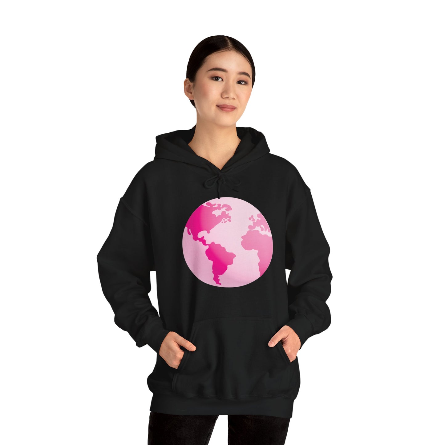 Unisex Heavy Blend™ Hooded Sweatshirt Adult/Teen Activewear on Front Pink World for Fighting Cancer and on Back Fight Cancer in Pink Writing