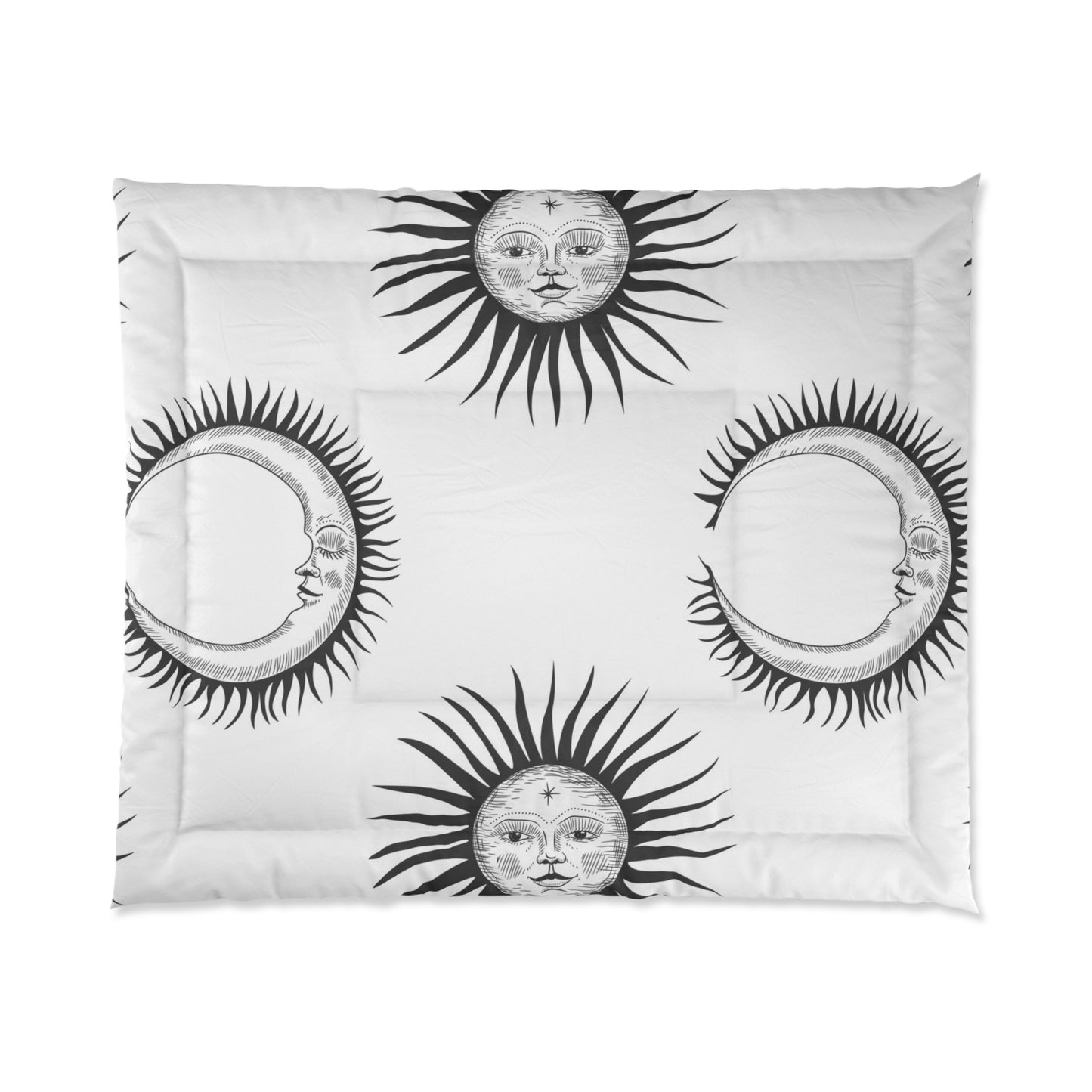 Comforter Accessories Decor Adult/Teen/Kids Bedroom Blanket Various Sizes Black and White Suns and Moons