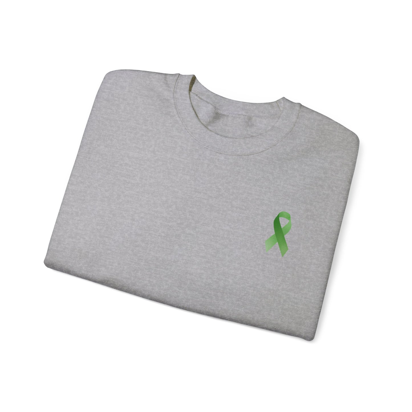 Unisex Heavy Blend™ Crewneck Sweatshirt Adult/Teen Activewear Mental Health Awareness Ribbon on Front Asking for Help Is OK on Right Sleeve