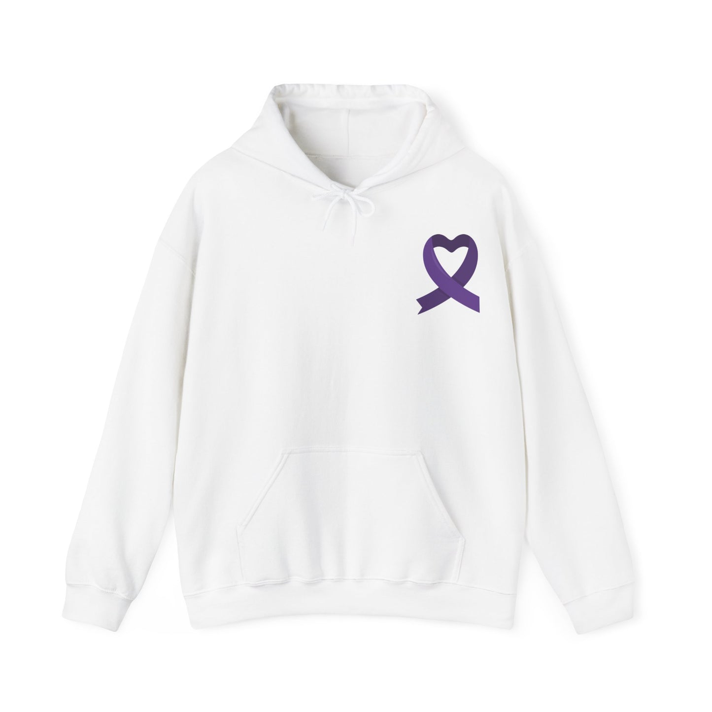 Unisex Heavy Blend™ Hooded Sweatshirt Adult/Teen Activewear Domestic Violence Awareness  Purple Ribbon on Front Different Race Women Silhouette on Back Colors Pink and Purple