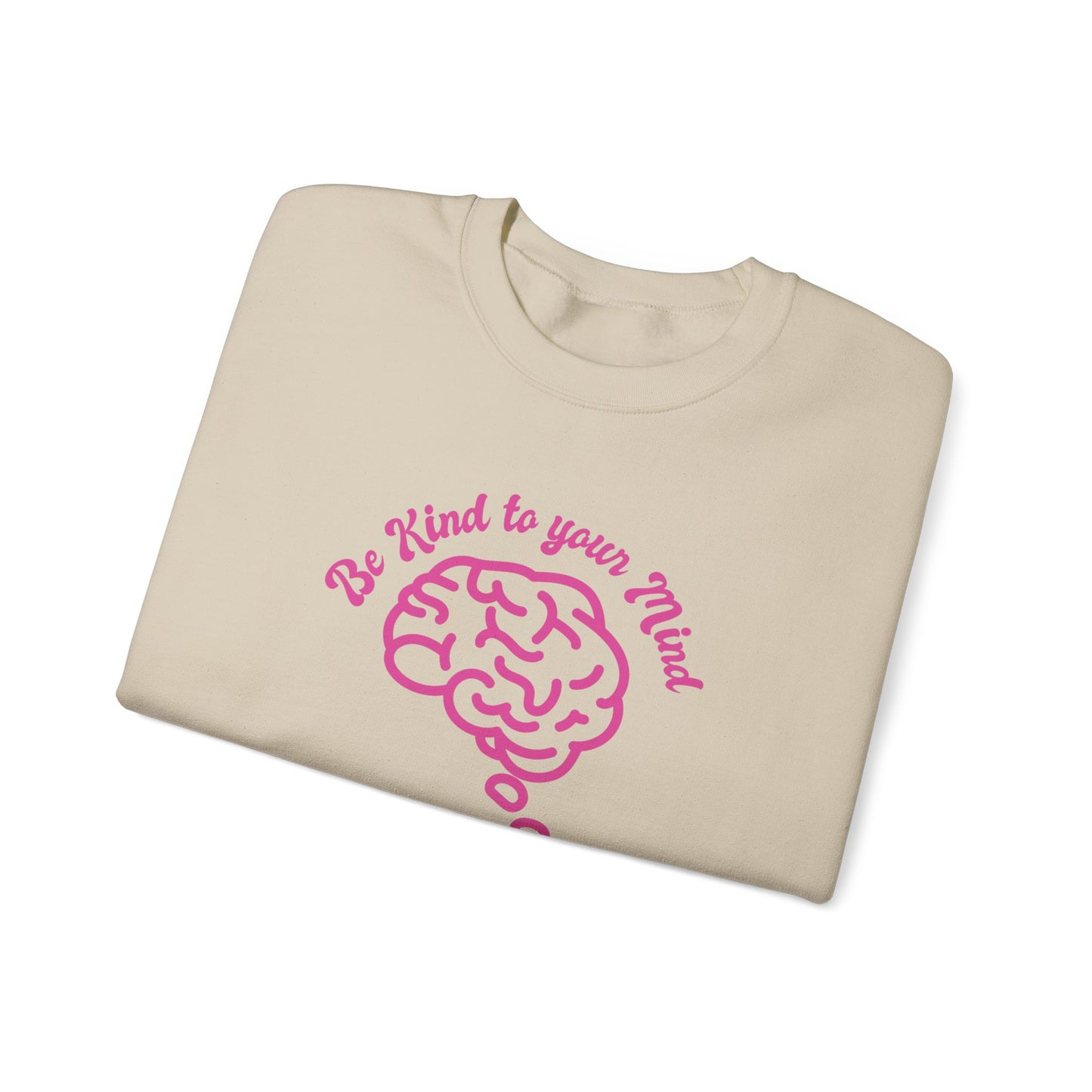 Unisex Heavy Blend™ Crewneck Sweatshirt Adult/Teen Activewear Be Kind To Your Mind in Pink with a Pink Brain