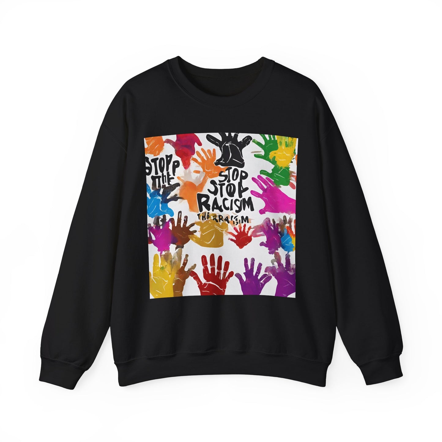 Unisex Heavy Blend™ Crewneck Sweatshirt Adult/Teen Stop Racism Awareness' Activewear Colors Red Yellow Blue Green