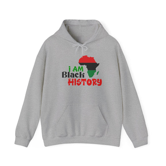 Unisex Heavy Blend™ Hooded Sweatshirt Adult/Teen Activewear I Am Black History in Colors Red Black And Green No More Racism