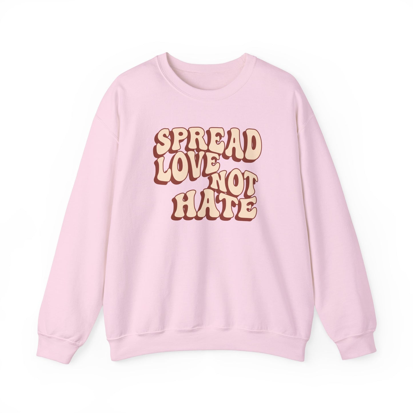 Unisex Heavy Blend™ Crewneck Sweatshirt Adult/Teen Activewear Spread Love Not Hate Colors Tan And Light Brown