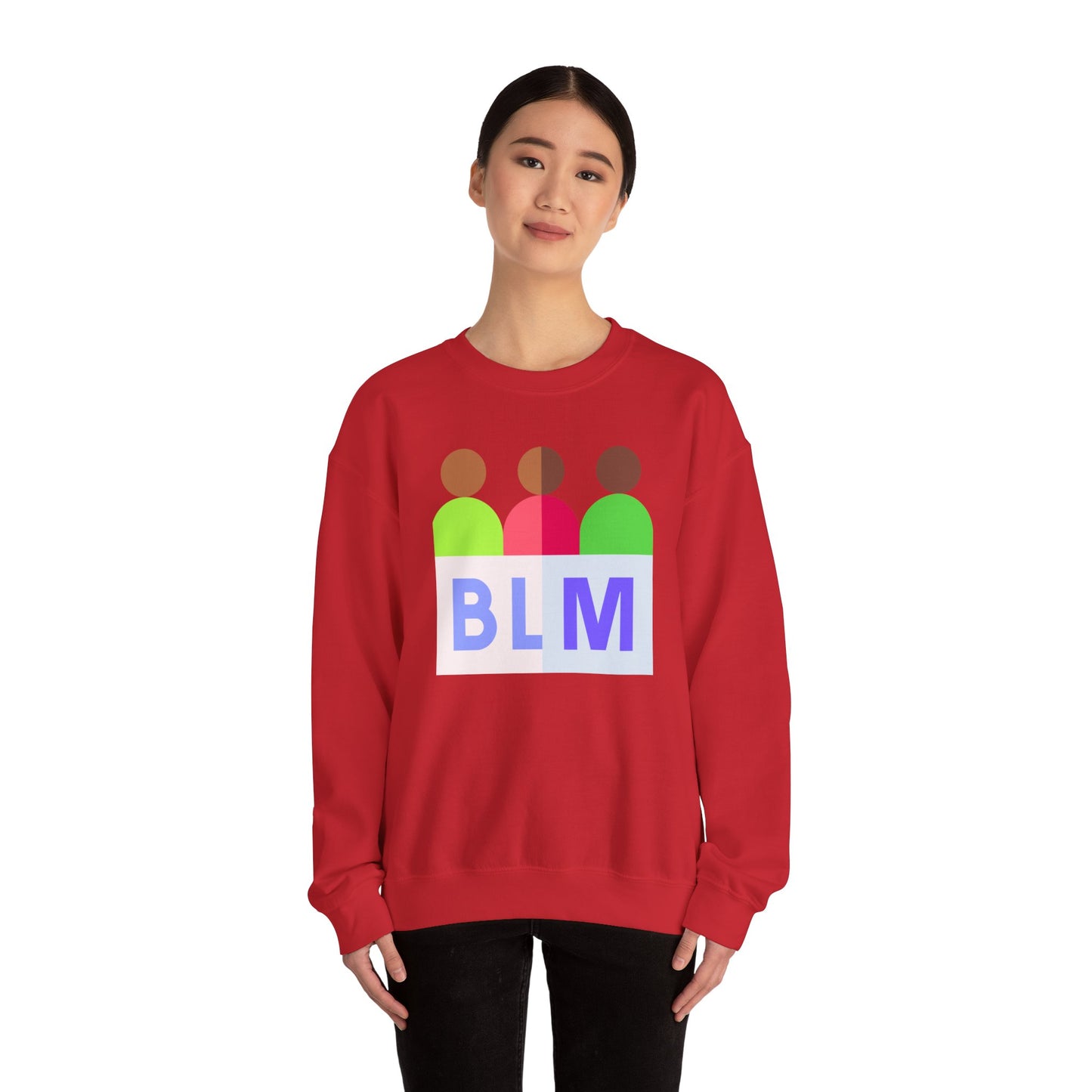 Unisex Heavy Blend™ Crewneck Sweatshirt Adult/Teen Activewear Black Lives Matter with Tan Brown Green and Purple Writing