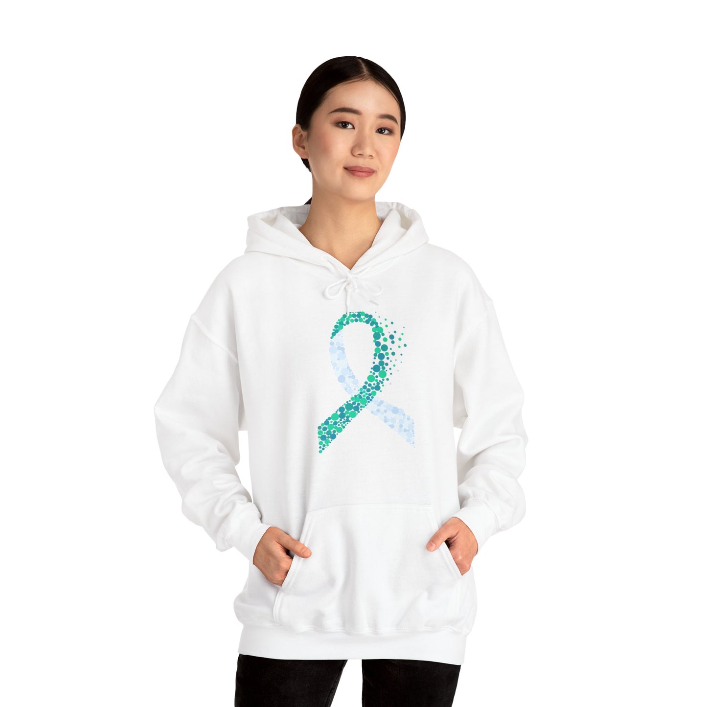 Unisex Heavy Blend™ Hooded Sweatshirt SUICIDE PREVENTION AWARENESS RIBBON TEAL/PURPLE ADULT/TEEN ACTIVEWEAR