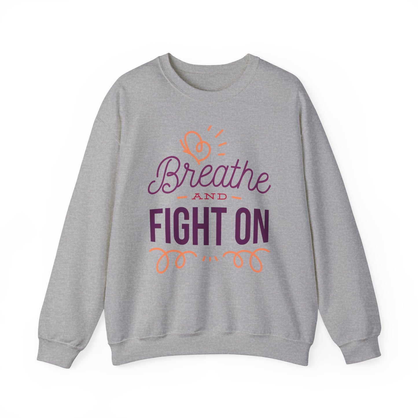 Unisex Heavy Blend™ Crewneck Sweatshirt Adult/Teen Activewear Black Lives Matter Breathe and Live On in Colors Purple and Peach Writing