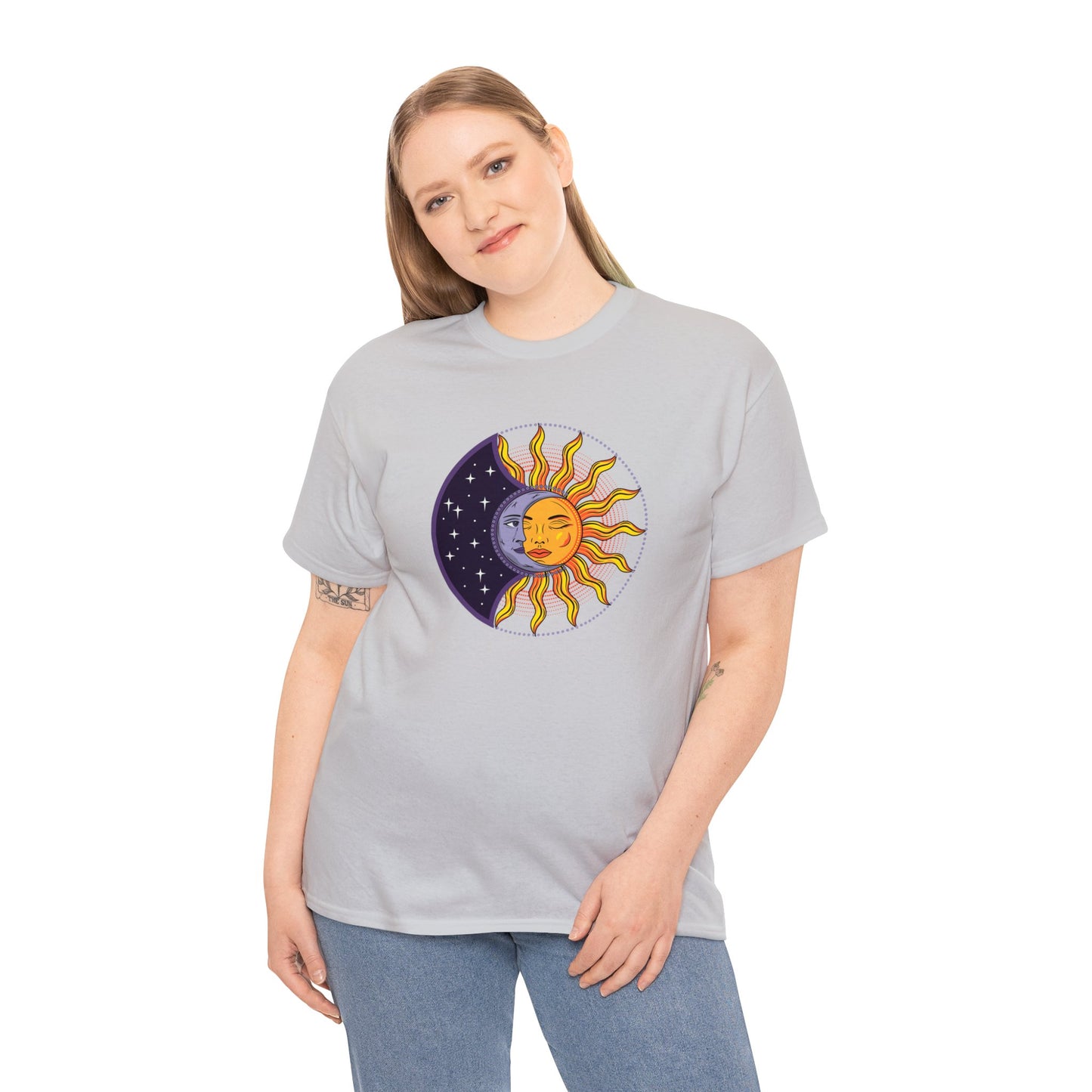 Unisex Heavy Cotton Tee Adult/Teen Activewear Sun and Moon Shirt Comes In Many Colors