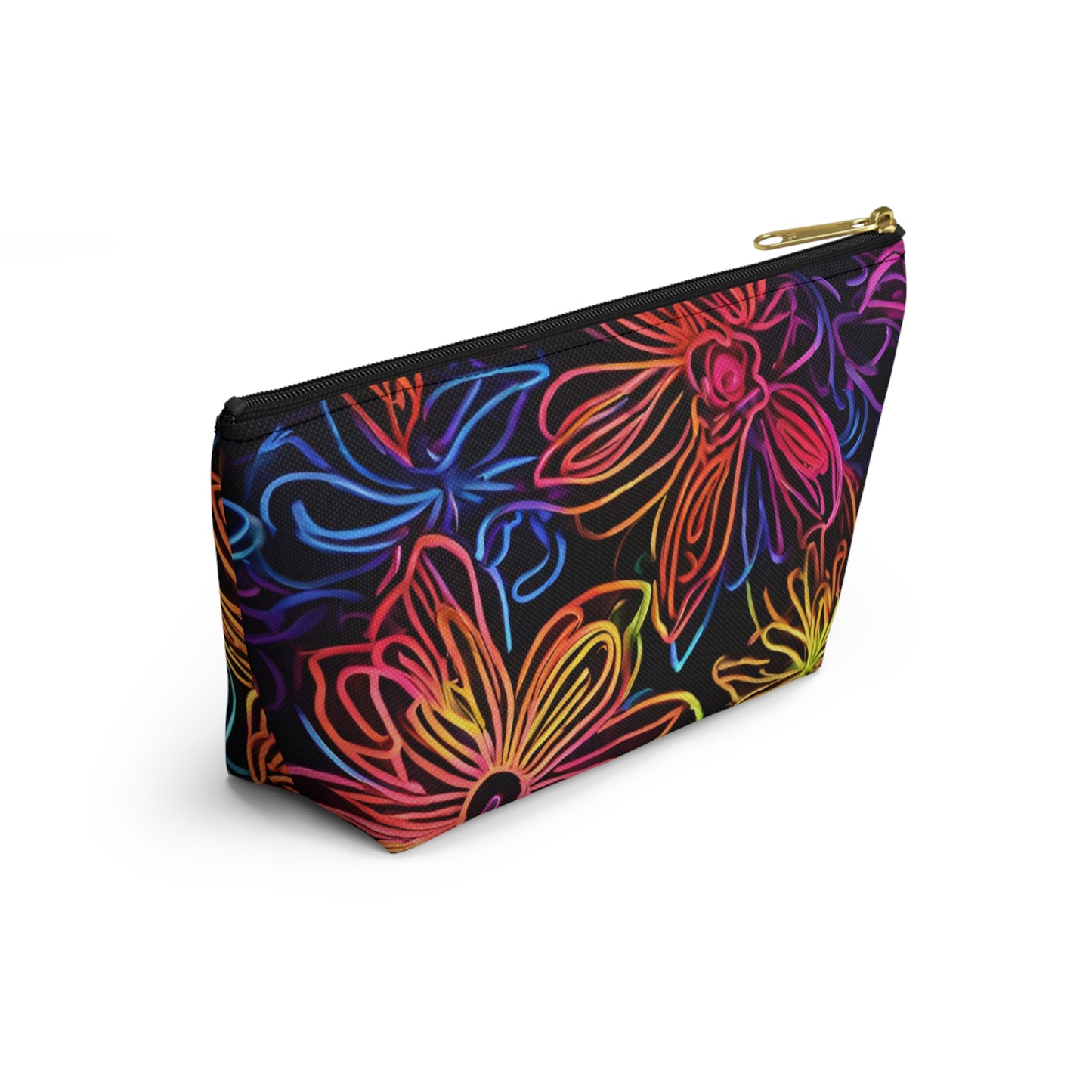 Accessory Pouch w T-bottom Adult/Teens Unisex Bright Pink Yellow Blue Purple Flower Pattern Customizable tiffany.trillo@icloud.com